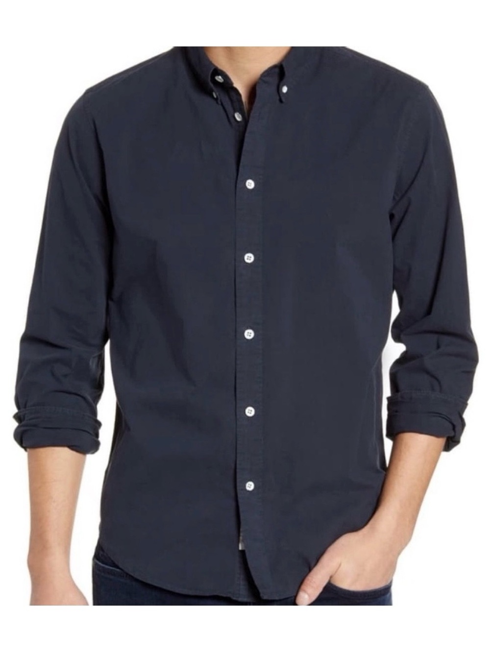 rag & bone Men's Navy Button-Down Casual Shirt